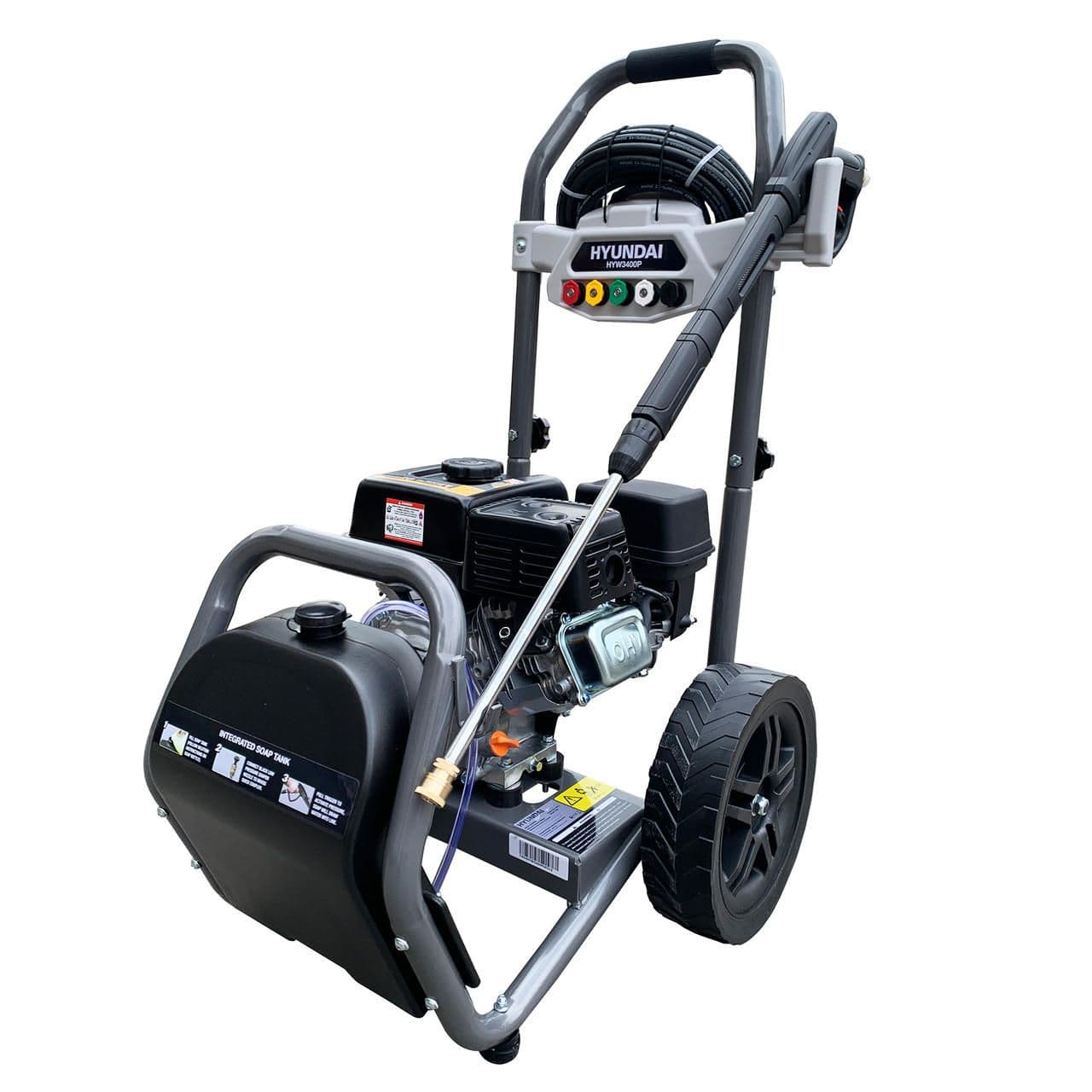 Hyundai 3400psi / 234 bar Petrol Pressure Washer 10m Hose & Detergent Tank HYW3400P