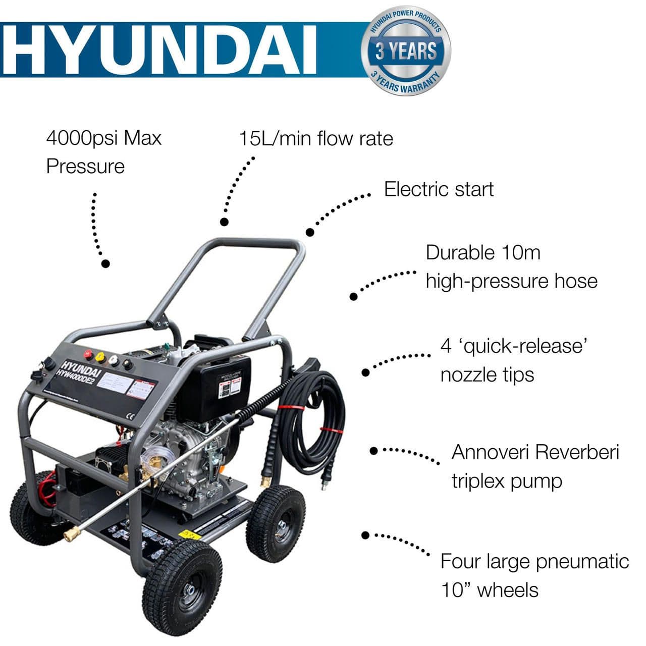 Hyundai 4000psi / 275 bar Diesel Pressure Washer HYW4000DE2