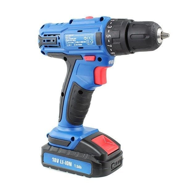 Hyundai HY2175 18v Li-Ion Cordless Drill Driver + 89 Drill Bit Accessories & Carry Case