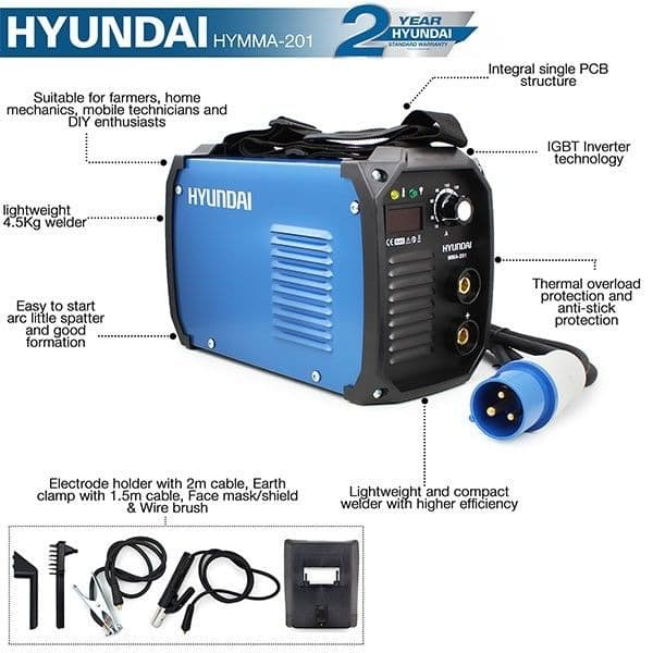 Hyundai HYMMA201 200 Amp MMA/ARC Inverter Welder