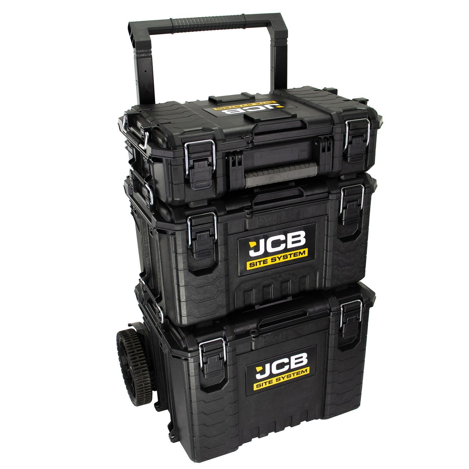 JCB Full Site System 3-Piece Modular Tool Storage System with Organiser, Trolley | JCB-SITESYS-ST