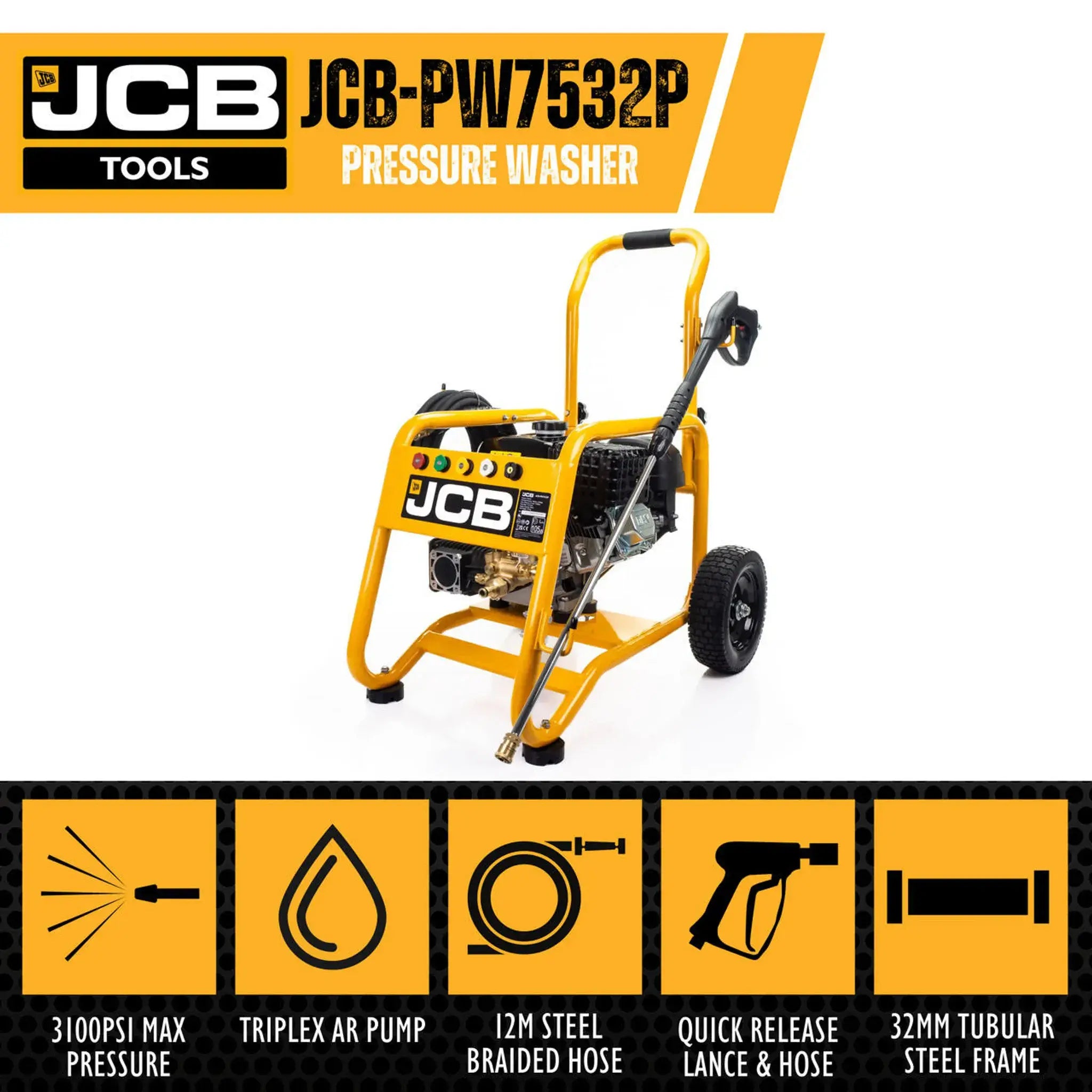 JCB Petrol Pressure Washer 3100psi / 213bar | JCB-PW7532P