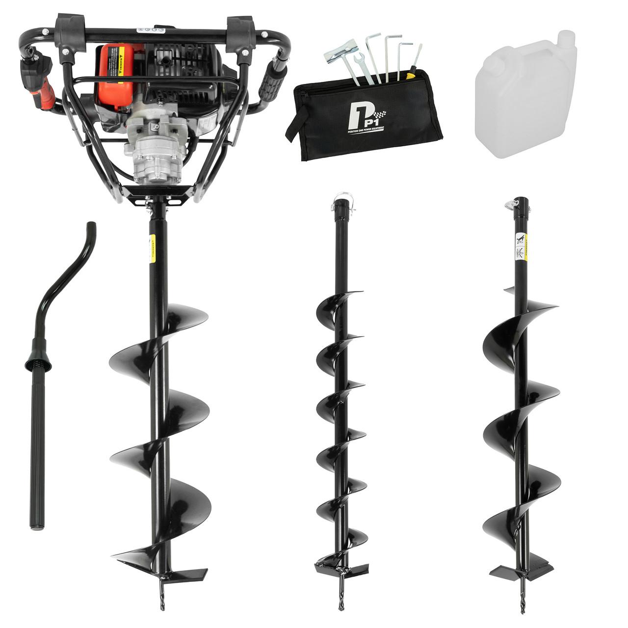 P1PE 56cc Petrol Earth Auger with Brake – Post Hole Borer & Ground Drill (P1-EA560BR)