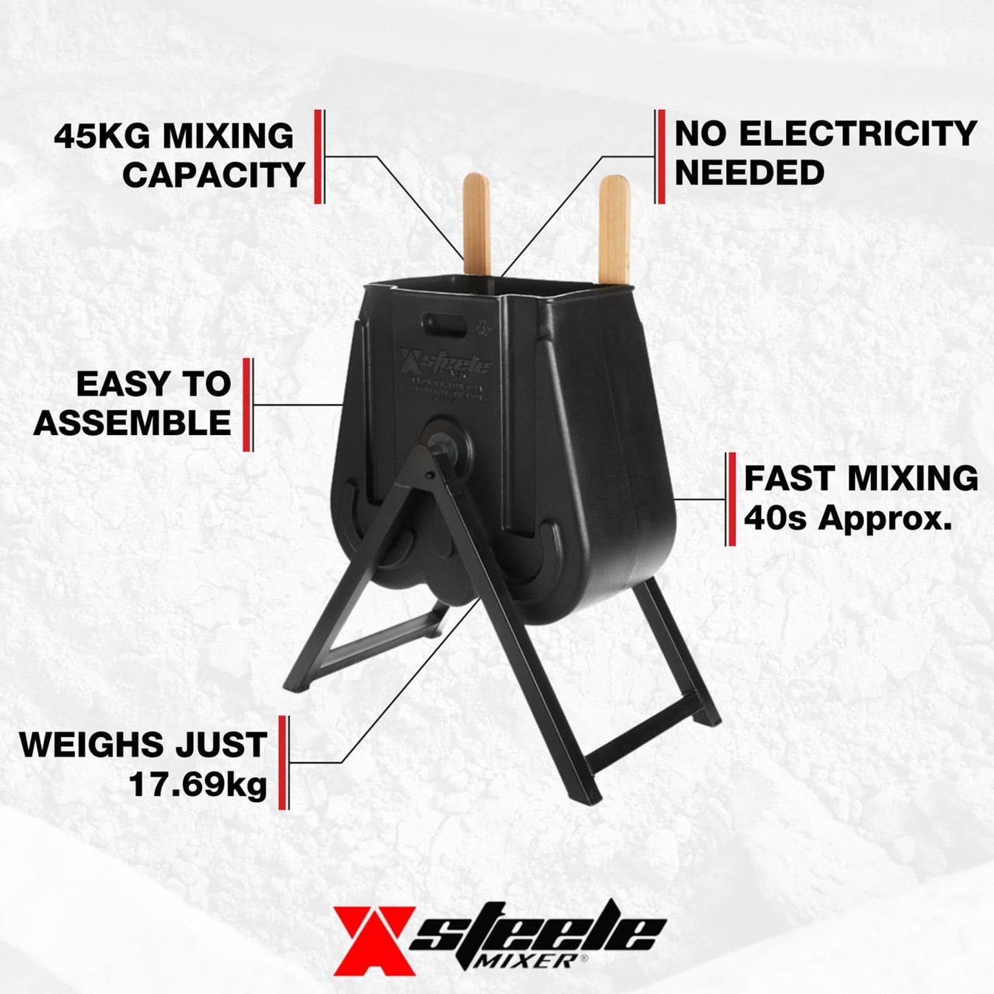 Steele Mixer Portable Cement Mixing Machine, 45kg Mixing Capacity | HANDMIX1