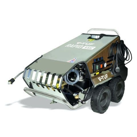 V-TUF RAPIDVSC 240v Hot Water Stainless Industrial Mobile Pressure Washer - 1500psi, 100Bar, 12L/mi